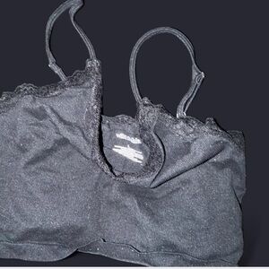 Wild Fable Black Lace Trim Crop Top